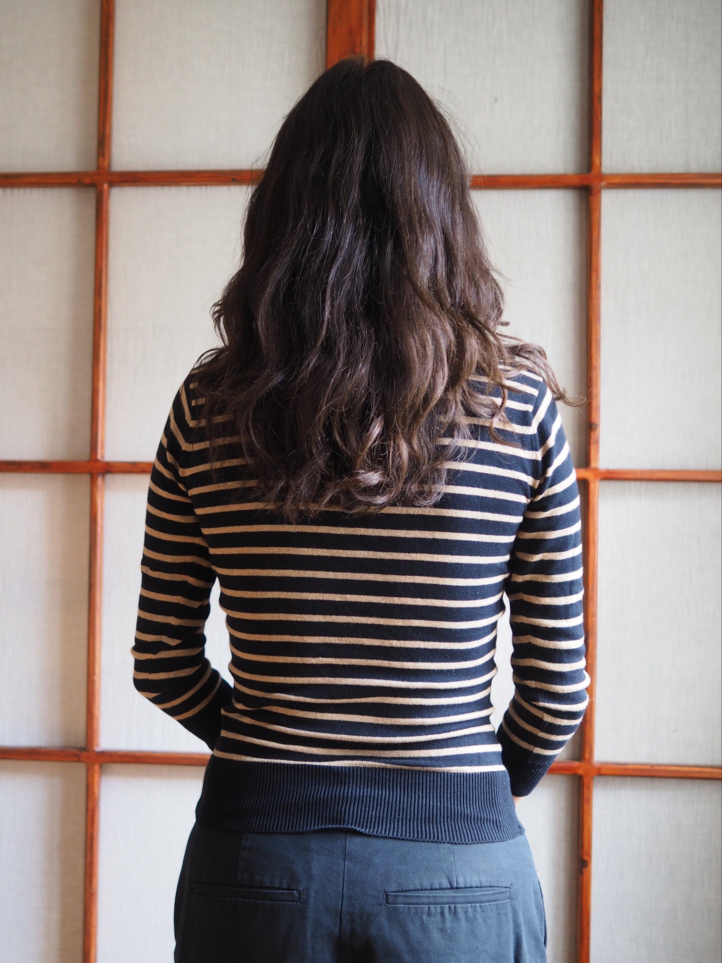 stribet fitted cardigan