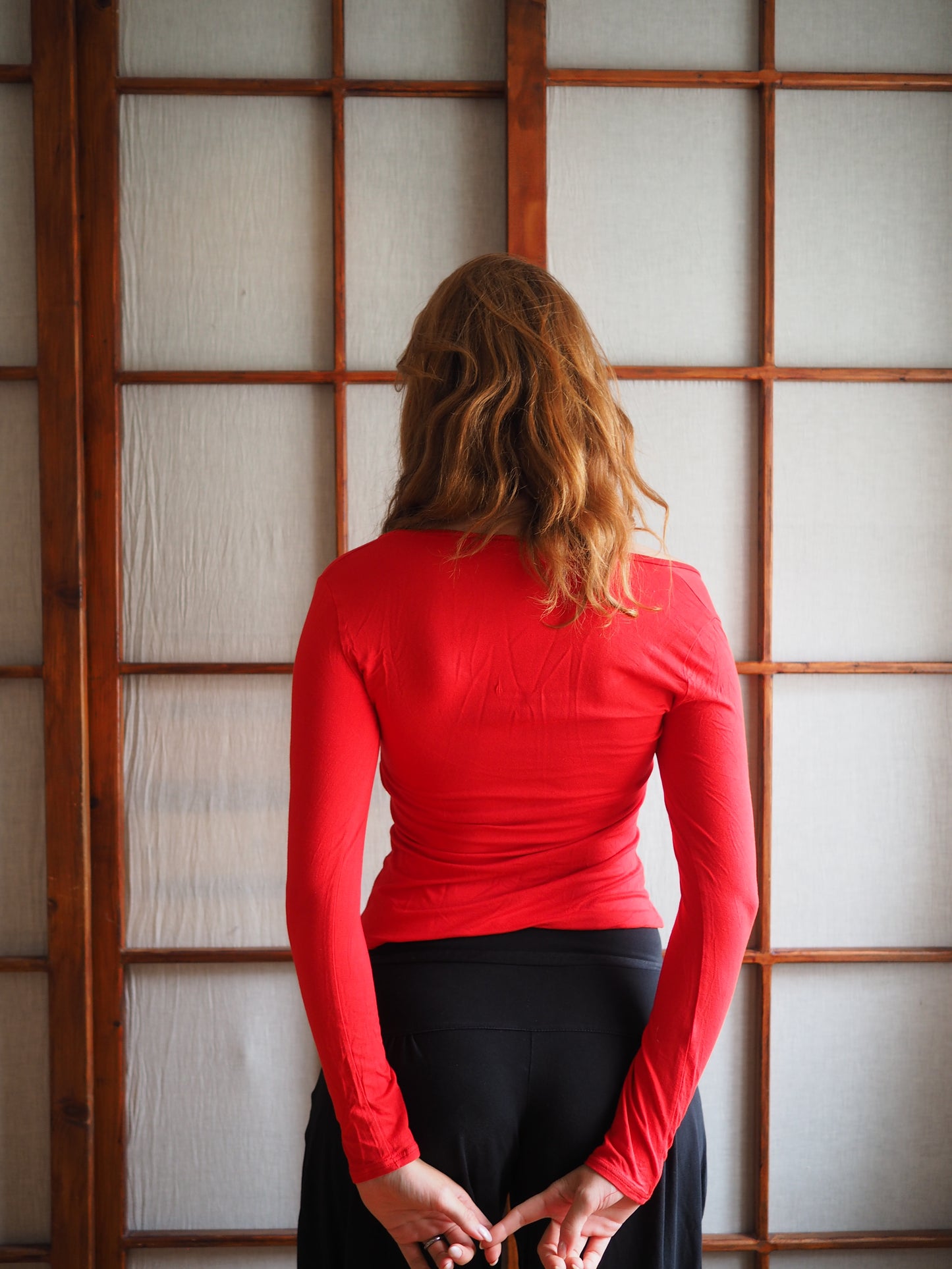fitted rød bluse