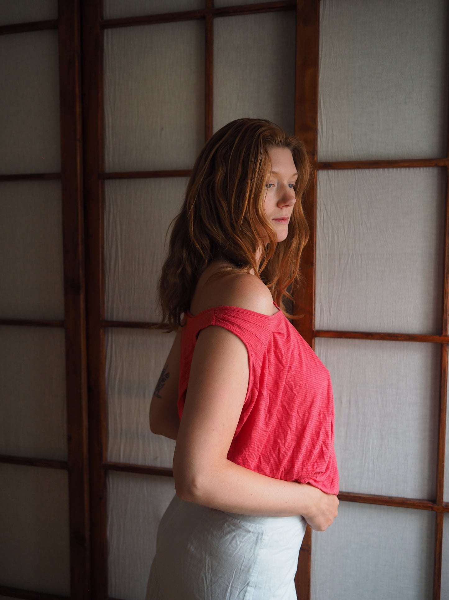 slouchy koralfarvet top