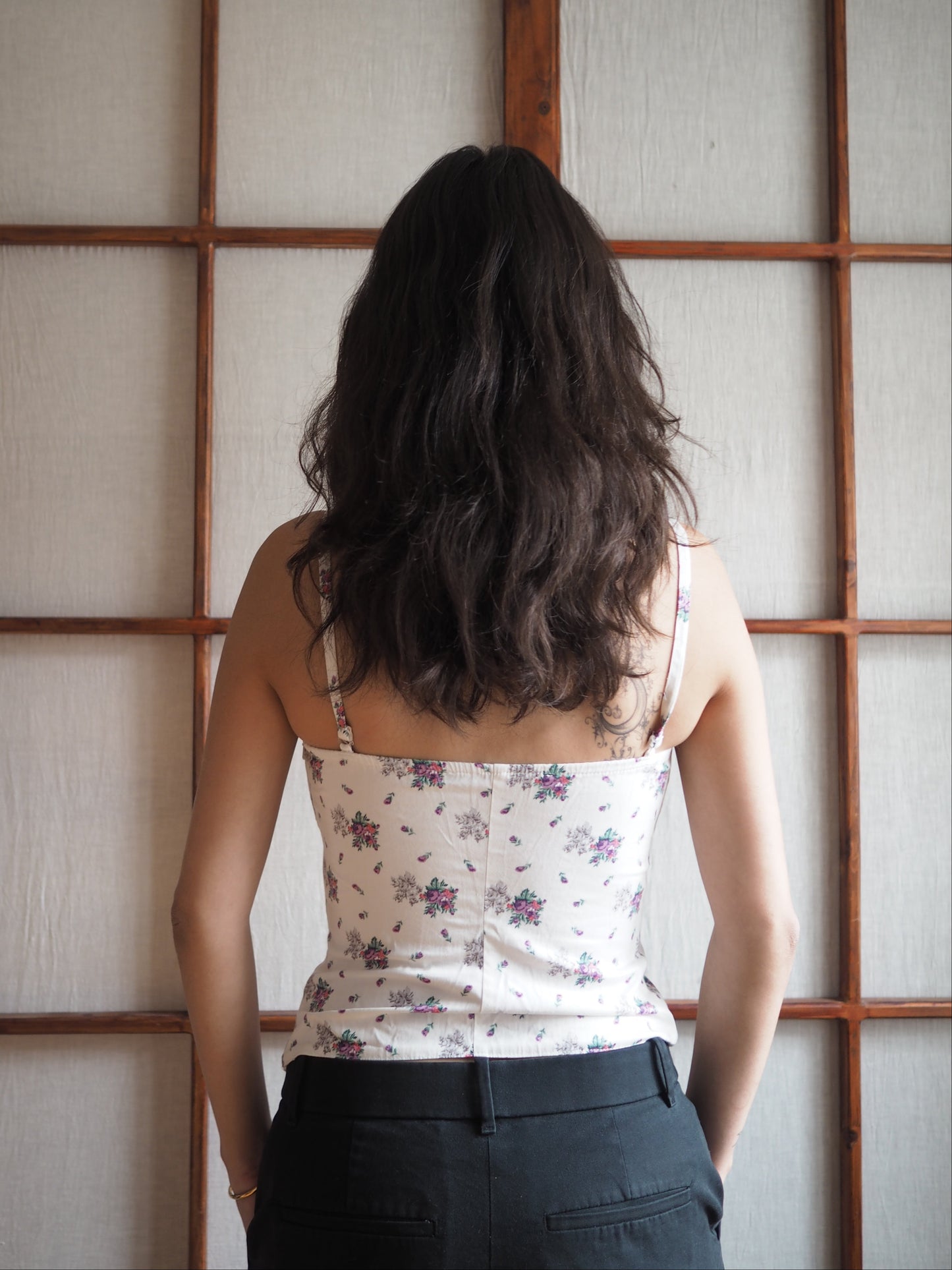 blomstret korsettop