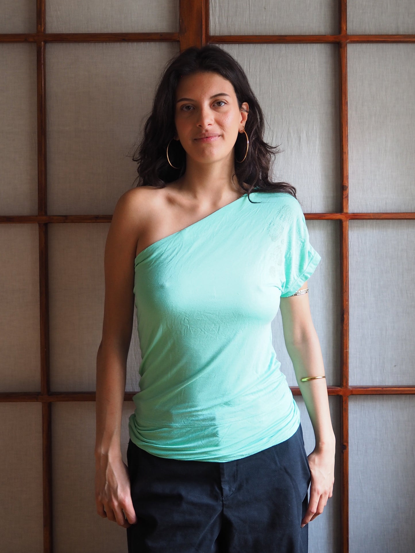 grøn off shoulder top