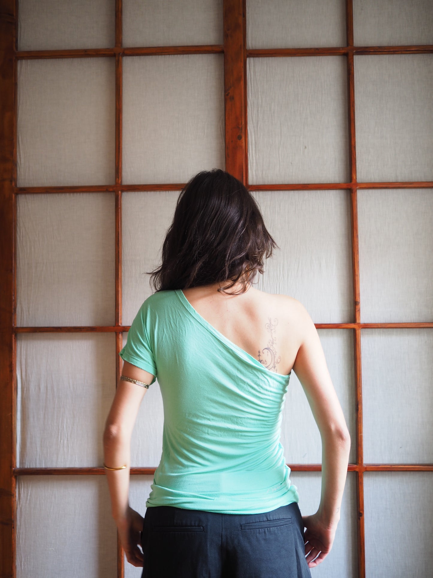 grøn off shoulder top