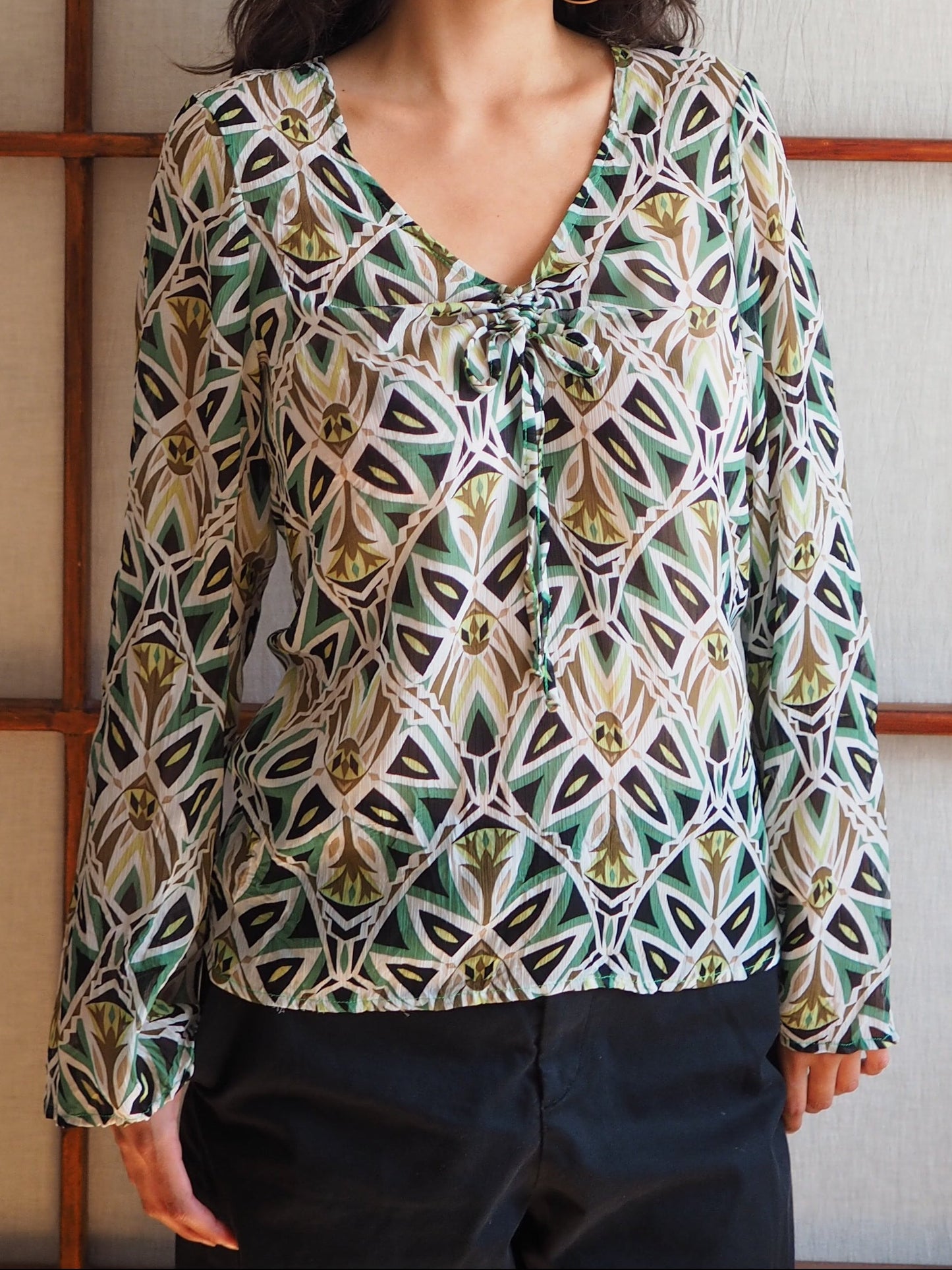 sheer grøn bluse