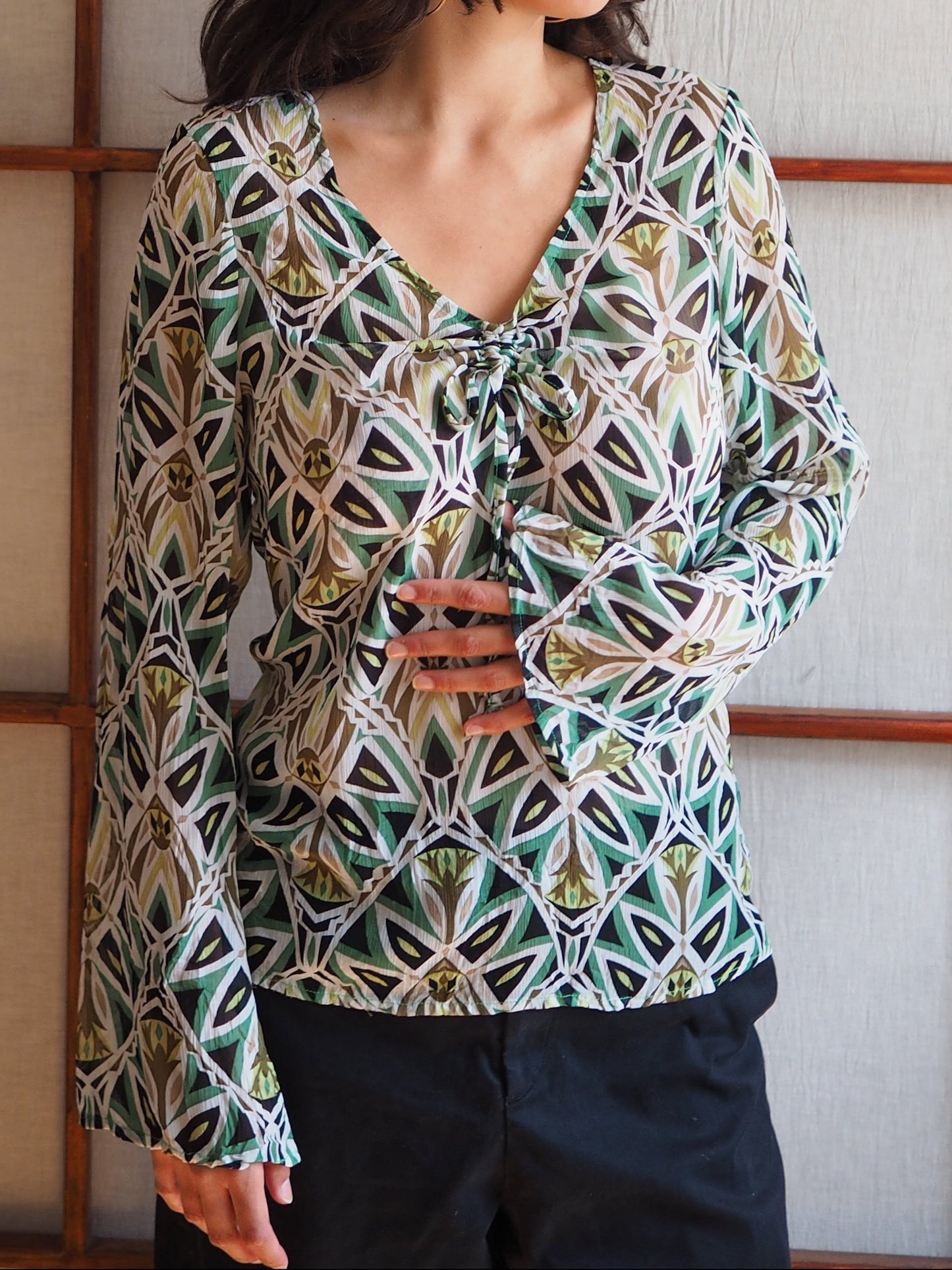 sheer grøn bluse