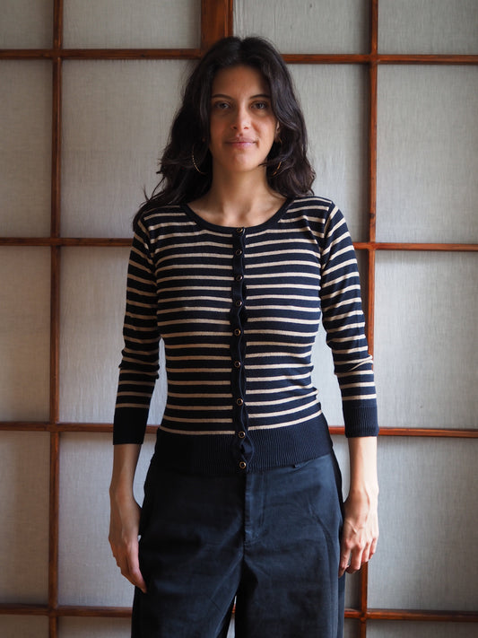 stribet fitted cardigan