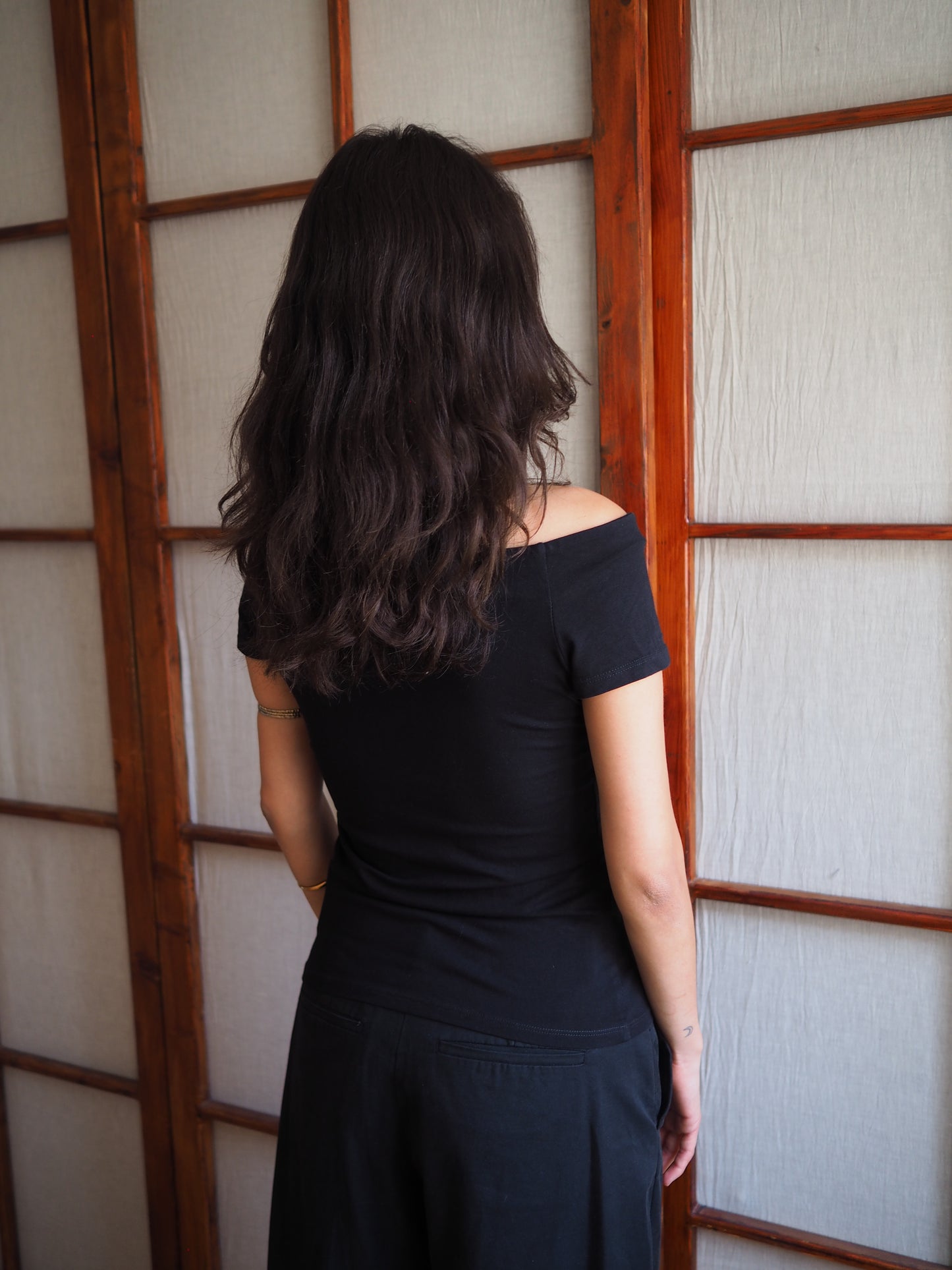fitted off shoulder bomuldstop