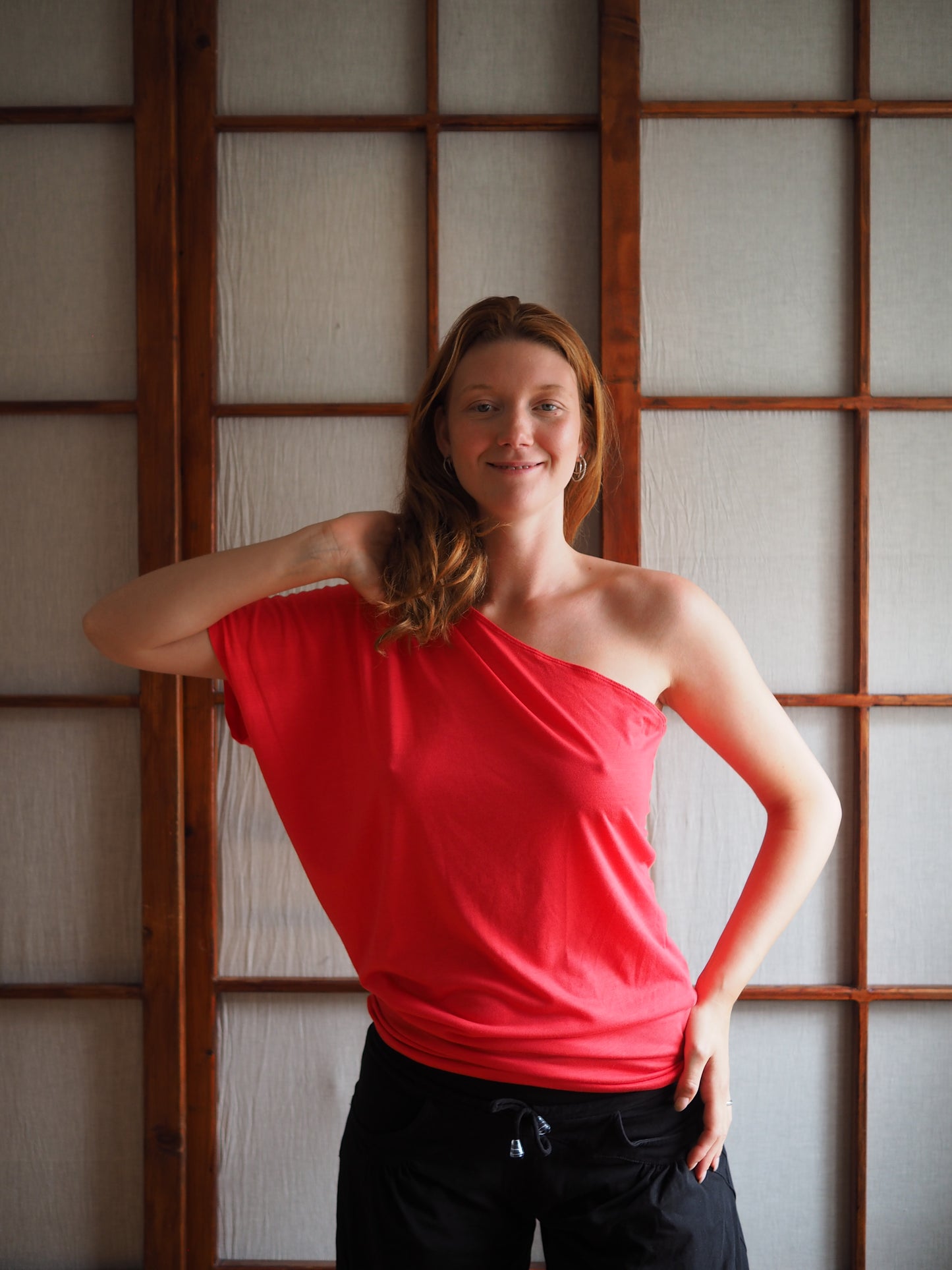 slouchy koral-top