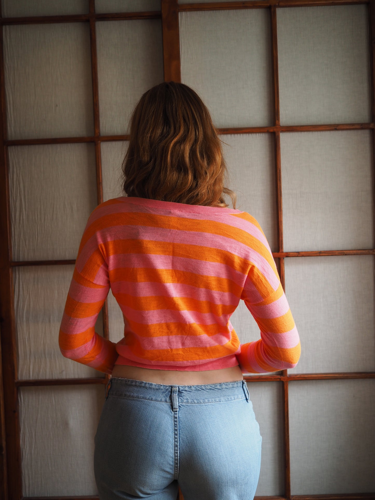 strikket stribet bluse