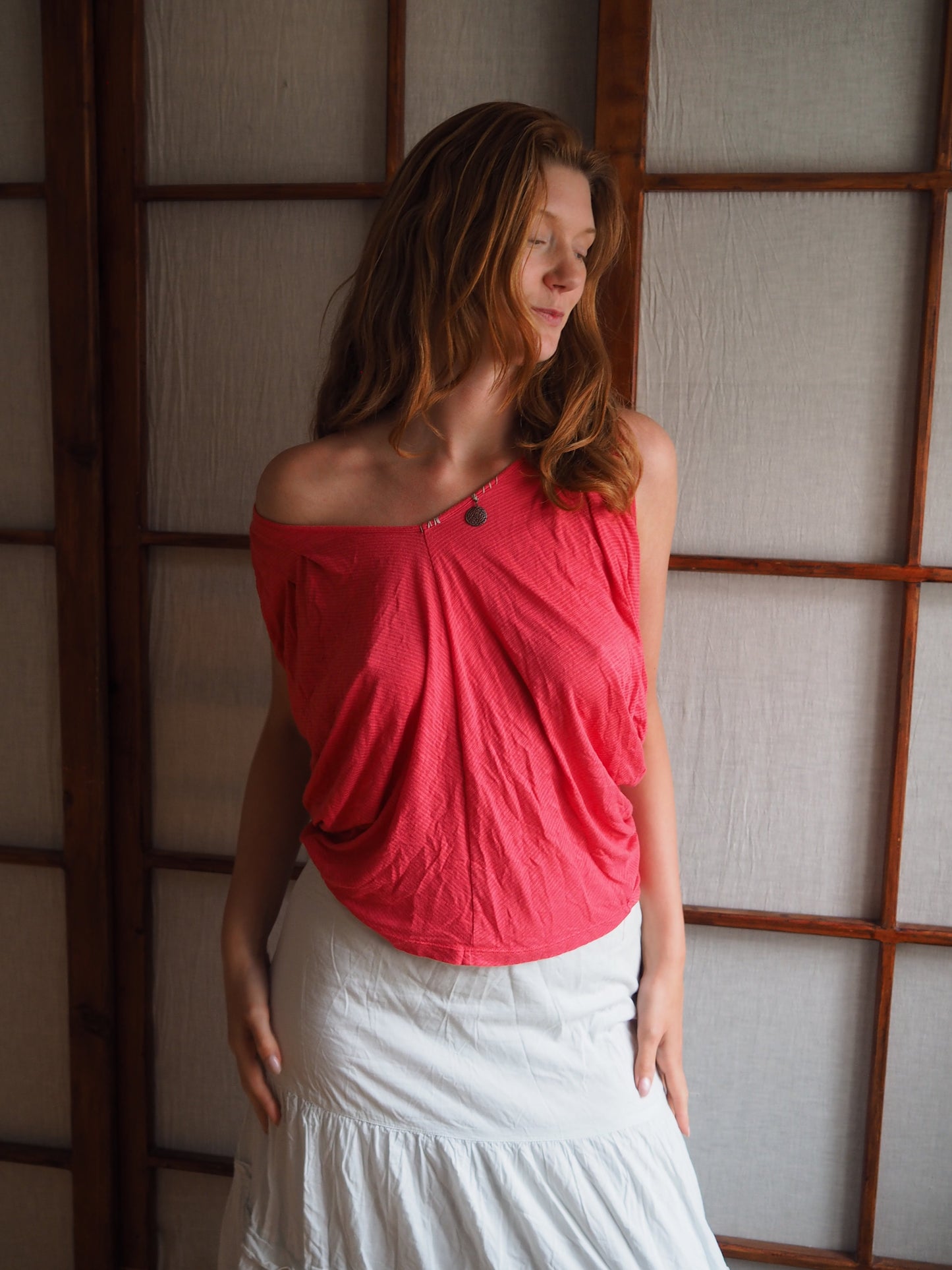 slouchy koralfarvet top