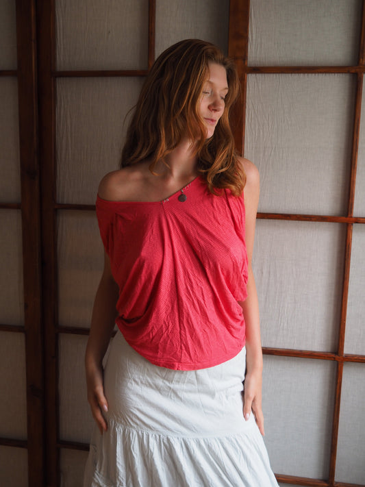 slouchy koralfarvet top