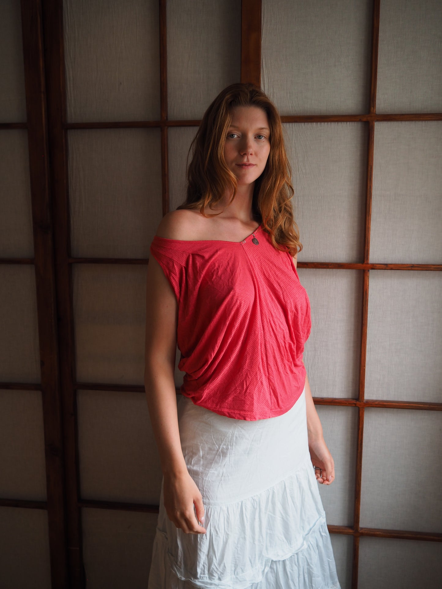 slouchy koralfarvet top
