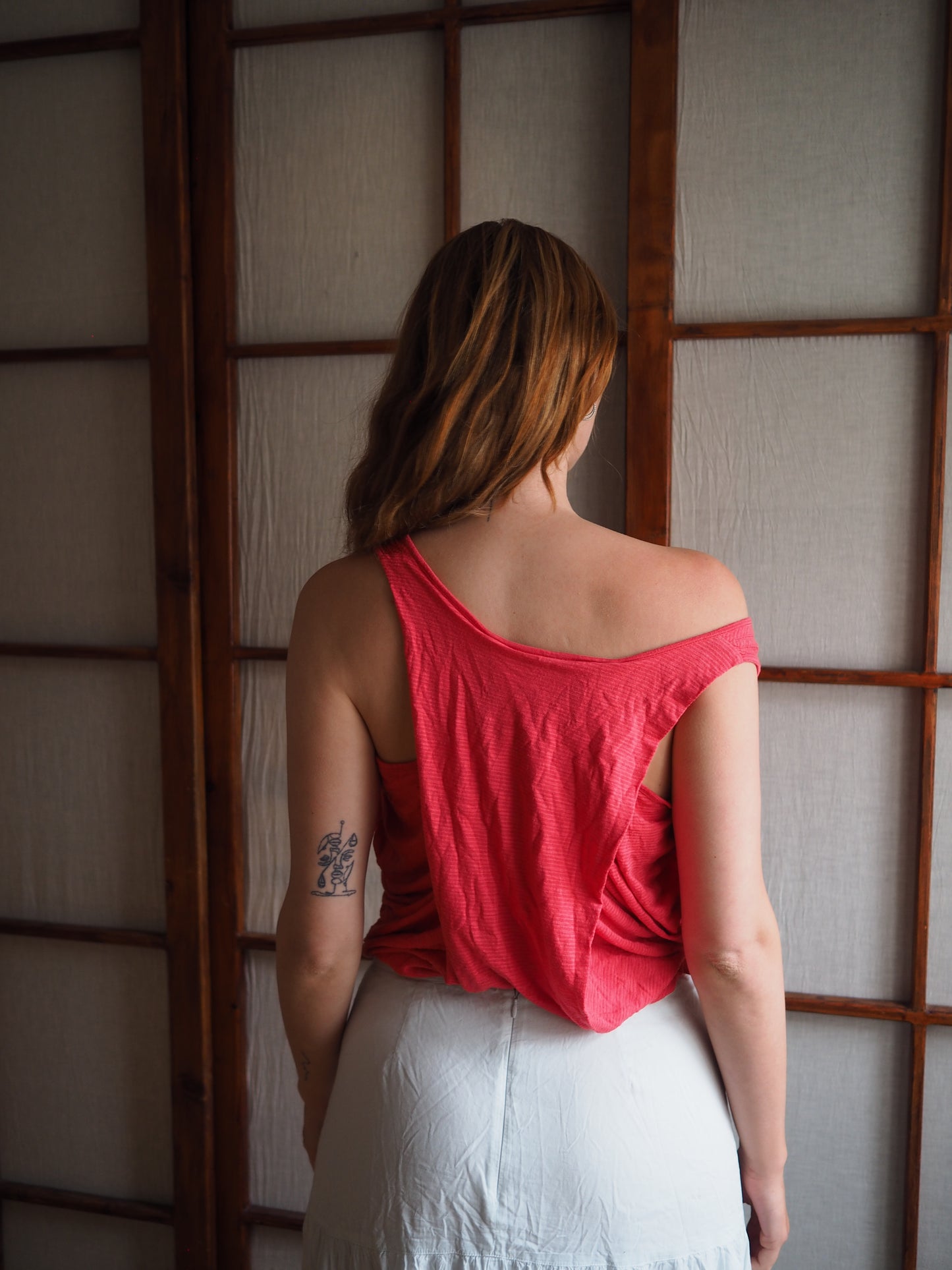 slouchy koralfarvet top