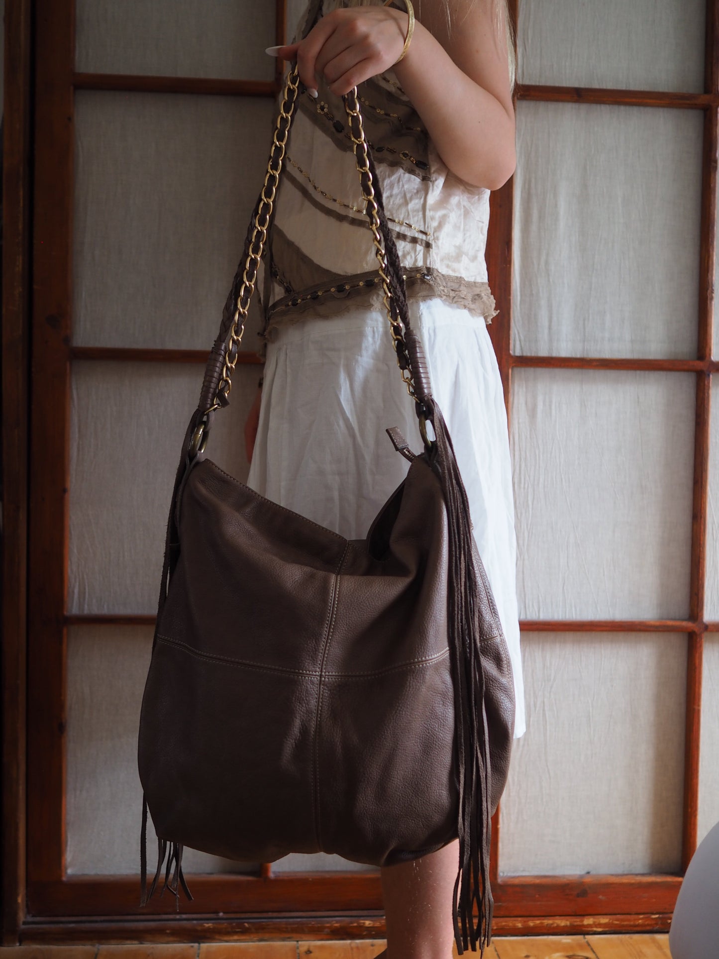 rummelig crossbody-lædertaske