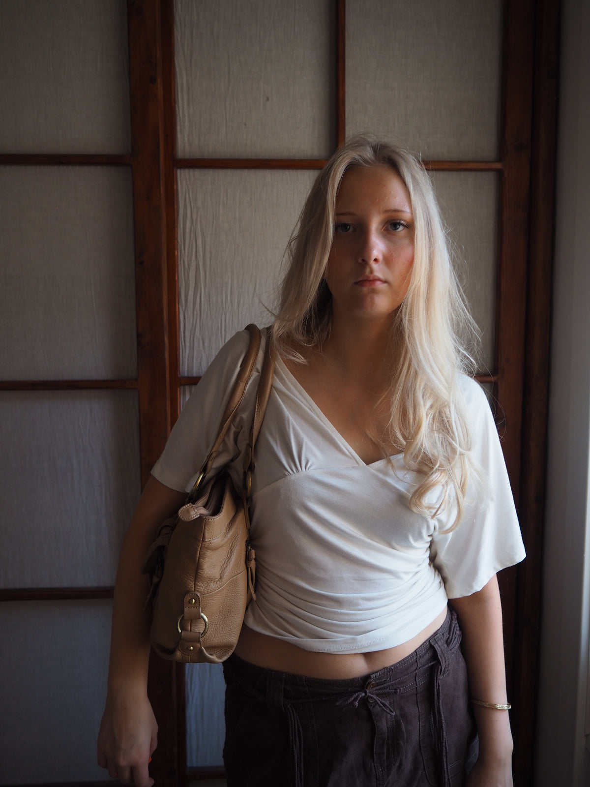 beige lædertaske